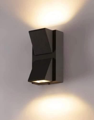 مصباح جداري LED خارجي بقوة 10 واط، أسود، تصميم معدني، مقاوم للماء، لون أبيض دافئ 3000 كيلو، IP65