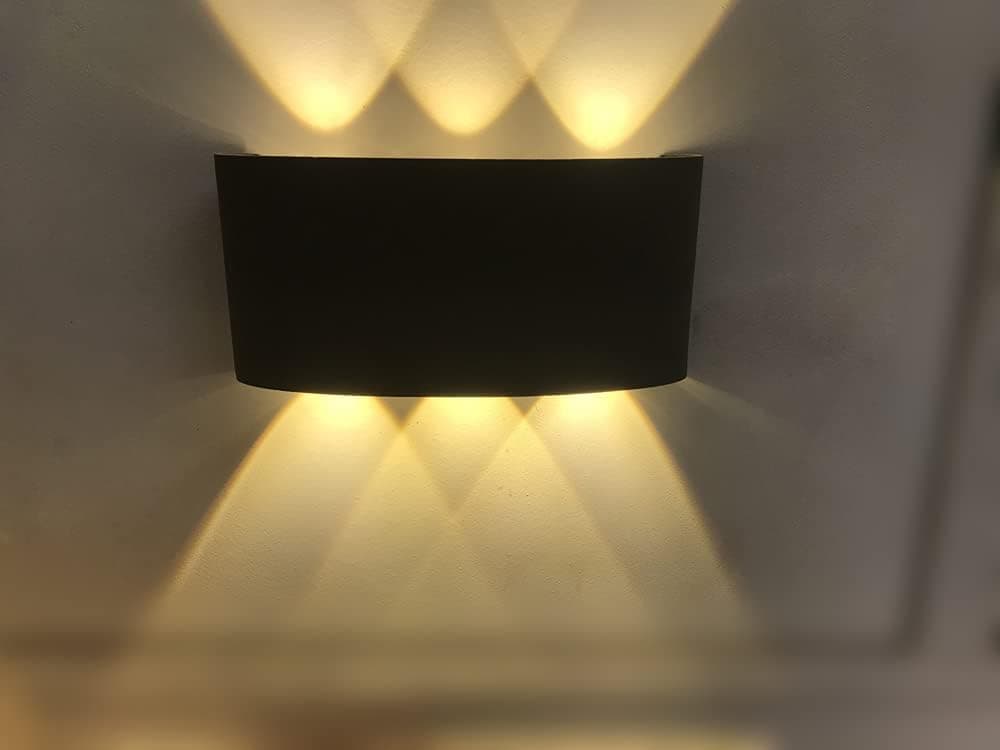 مصباح حائط LED مقاوم للماء لأعلى وأسفل مع 6 خرزات مصباح LED من سانلين انتربرايزس- ضوء أبيض دافئ، زجاج معدني
