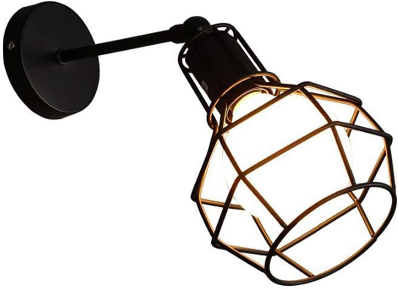 مصباح صناعي LED للحائط بتصميم عتيق رترو حديث بقفص خارجي على شكل شتبوه اسود اللون وحامل E27 مناسب للاماكن الداخلية