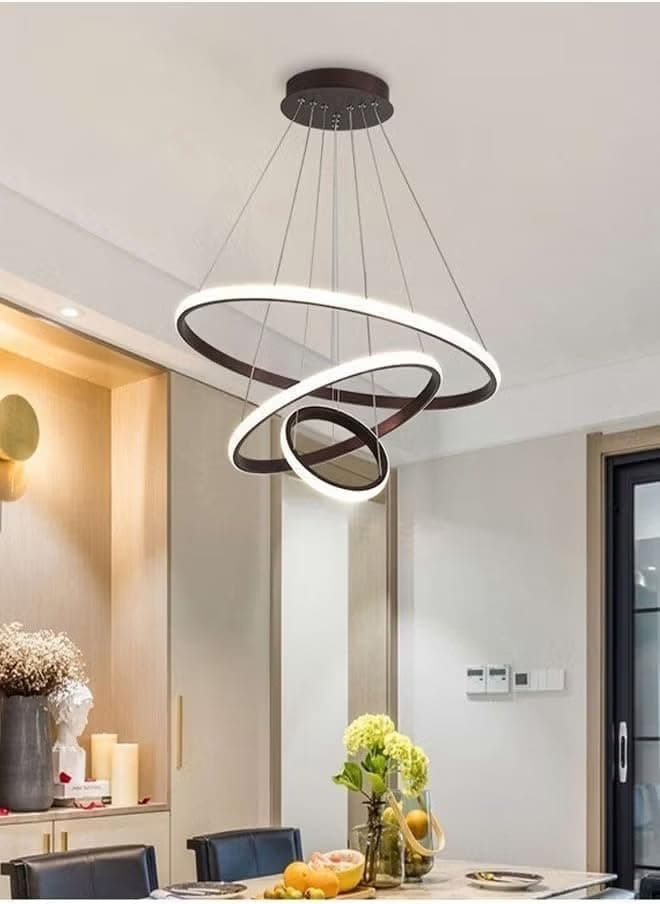 نجفة سقف حديثة بتصميم حلقات LED دائرية للتعليق في السقف وتزيين المساحات ( من مشكاه لايتنج )