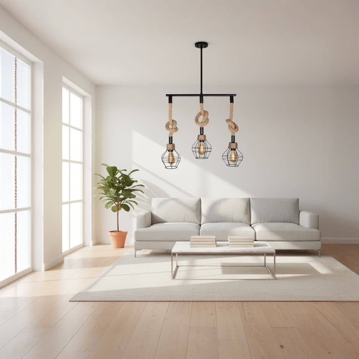 دلاية سقف ثلاثية - اسود - Mishkah Lighting